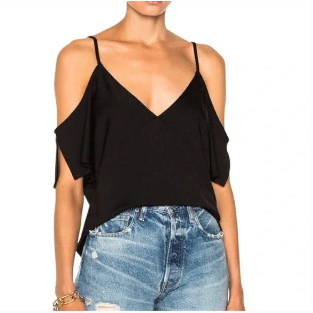 T By Alexander Wang Cold Shoulder Black Tank Top Size Small - Picture 1 of 7